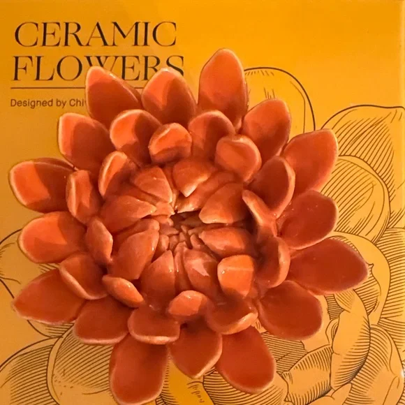 Vibrant Orange Dahlia Ceramic Flower Sculpture by Chive - Picture 5 of 12